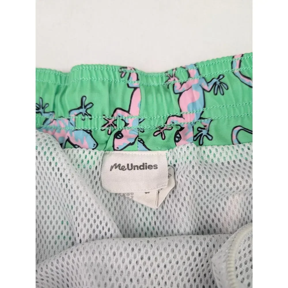 Me Undies Men's Large Green Chameleon Lizard Print Swim Shorts